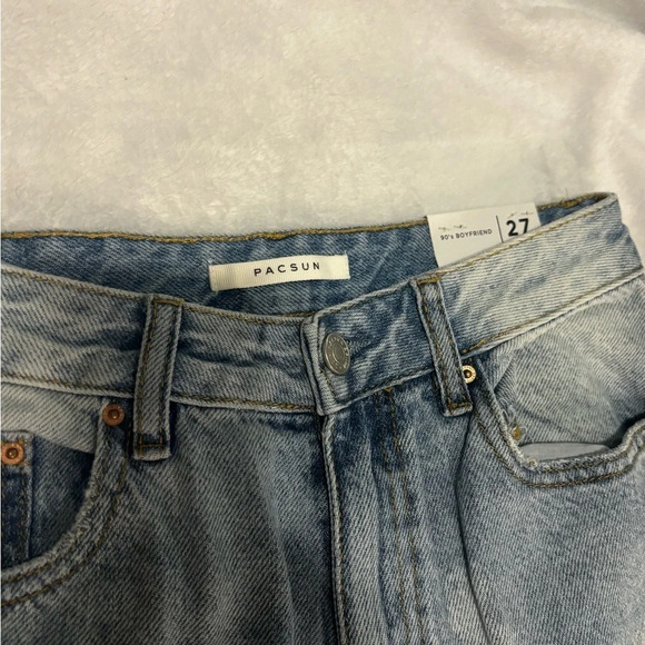 PACSUN Distressed‎ High-Waisted Straight-Leg Jeans" - Picture 3 of 3